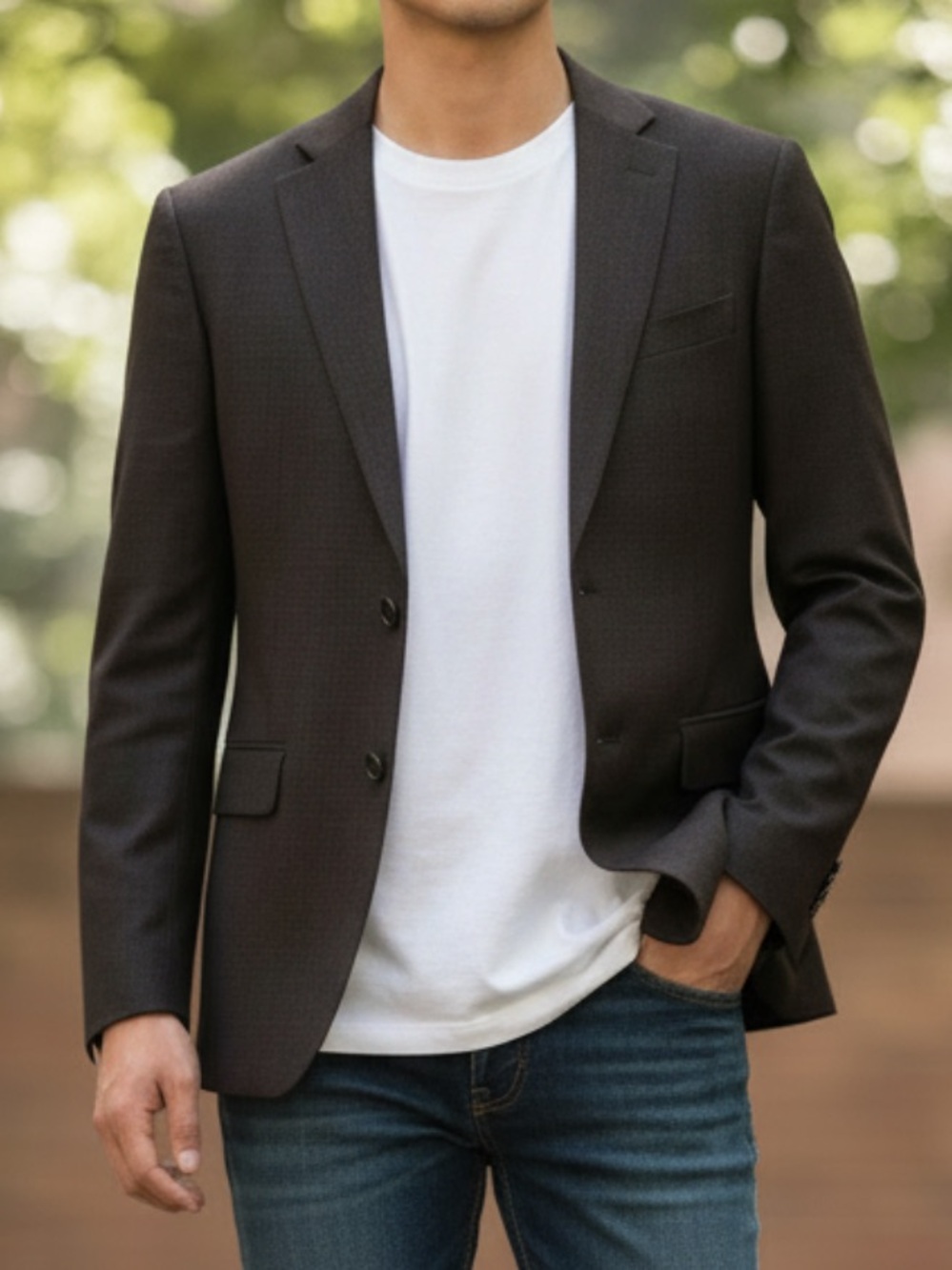 Tommy Hilfiger Sz 36S Blazer Brown Classic Two-Button Sport Jacket Coat Casual